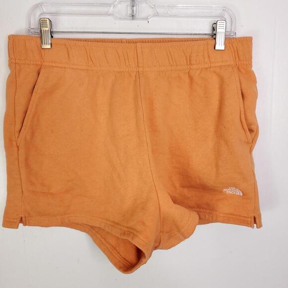 North Face Shorts Womens L Orange Terry Pull On Sweat Casual Comfort Micro Mini - Picture 1 of 9